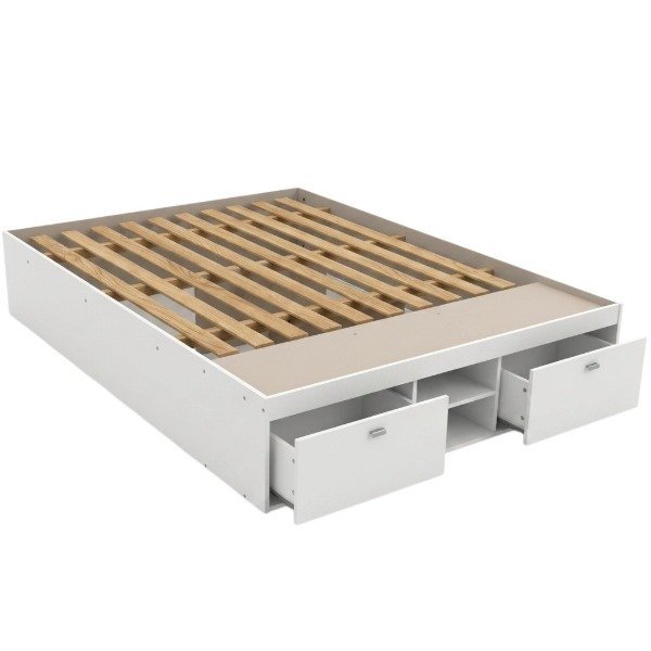Cama de dos plazas blanca
