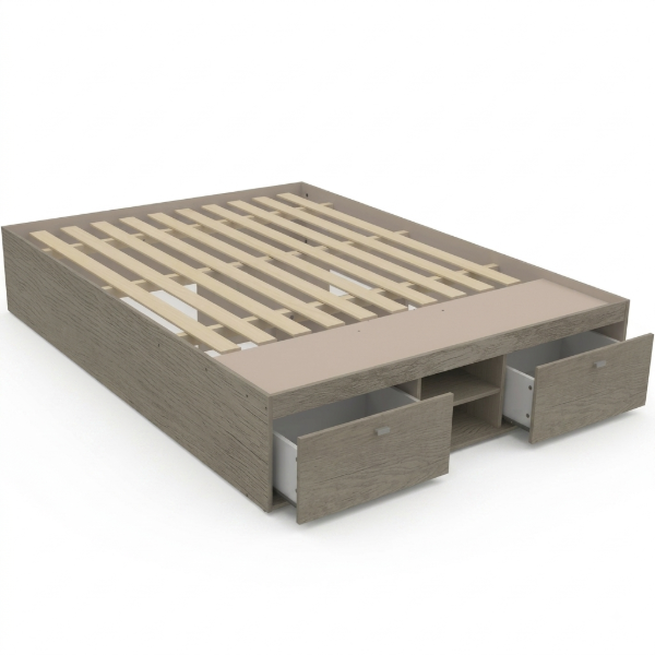 Cama de dos plazas Nebraska gris
